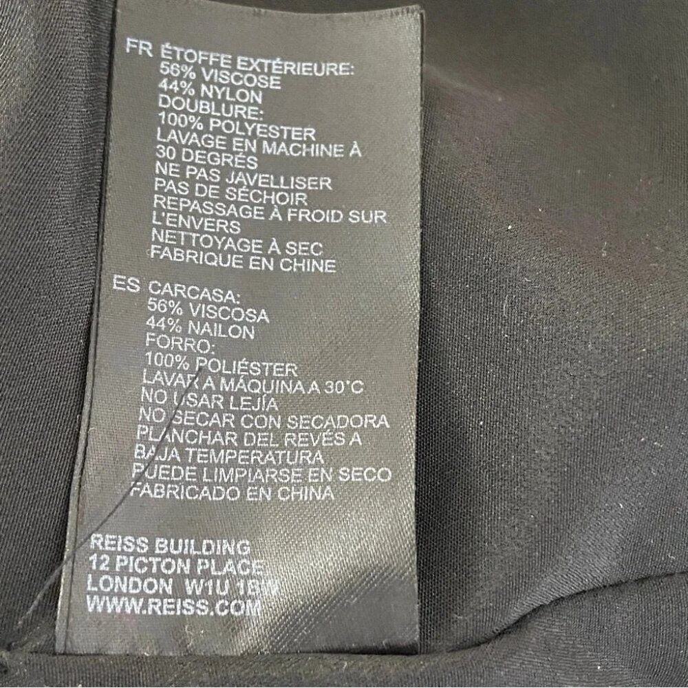 NWT Reiss Nora Metallic Spot Asymmetric Neck Tie Detail Top, Black/Gold size 10 - Picture 7 of 8